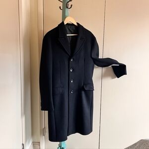 Daniele Alessandrini long single breasted black wool coat